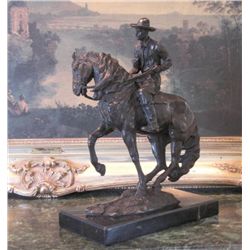 Stunning Bronze Sculpture Cowboy on Horseback