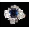 Image 1 : Sapphire and Diamond Ring central oval faceted blu