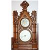Image 2 : GOTHIC STYLE, OAK WALL CLOCK & BAROMETER, C.1920,