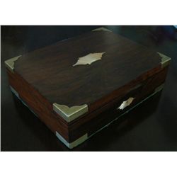 ANTIQUE ROSEWOOD MOTHER OF PEARL & BRASS Box