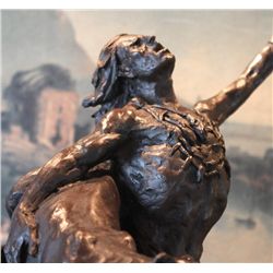 Indian and Panther Bronze Sculpture