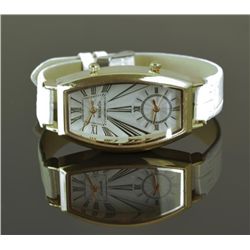 Unisex Wrist Watch With White Alligator Skin Band