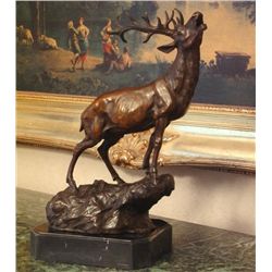 Impressive Bronze Sculpture Single Standing Elk