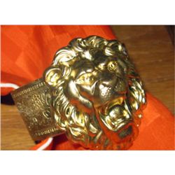 Art Nouveau Brass Lion Head Cuff Bracelet