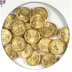 20 PCS MINIATURE WALKING LIBERTY GOLD TONED COINS