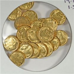 20 PCS MINIATURE 19-BUFFALOS & 1- ST GAUDENS GOLD TONED COIN