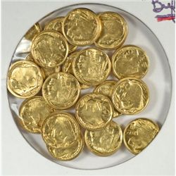20 PCS MINIATURE BUFFALOS GOLD TONED COINS
