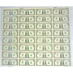 UNCUT SHEET OF 32 1999  $1.00  FEDERAL RESERVE NOTES