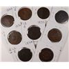 9 LARGE CENTS (18,20,28,31,34,35,36,37,40) AG-VG
