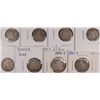 8 SEATED DIMES (53,61,77,86,87,90,90-S,91-S) AG-VG