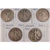Image 1 : 5-1918-D WALKING LIBERTY HALF DOLLARS AVG CIRC