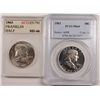 Image 1 : 1963 ACG MS66 & 1963 PROOF PCGS PR 64 FRANKLIN HALF DOLLARS