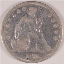 1871 SEATED LIBERTY DOLLAR XF+ NICE