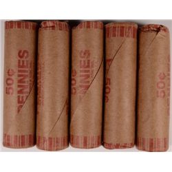 LINCOLN CENT CIRC ROLL LOT, ONE EACH 1910, 1911, 1912, 1913,  AND 1914