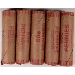LINCOLN CENT CIRC ROLL LOT, ONE EACH 1916, 1917, 1918, 1919,  AND 1920