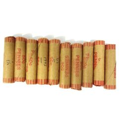 10 ROLLS OF (50 EACH ROLL) CIRC 1943 LINCOLN STEEL CENTS SHOTGUN WRAPPED ROLLS