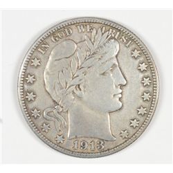 1913-S BARBER HALF DOLLAR XF/AU