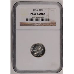 1955 PROOF ROOSEVELT DIME NGC PF 67 CAMEO