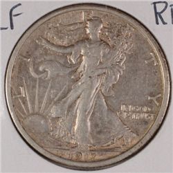 1917-D REV WALKING LIBERTY HALF DOLLAR VF