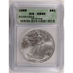 1995 SILVER AMERICAN EAGLE ICG MS69