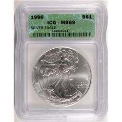 1996 SILVER AMERICAN EAGLE ICG MS69