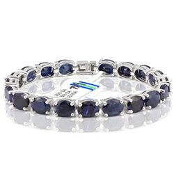 Fine 33CT 7x9mm Sapphire 0.925 Silver Bracelet