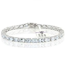 11.20CT OVAL AQUAMARINE 0.925  SILVER  BRACELET
