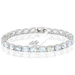 17CT AQUAMARINE 0.925 SILVER W/ PLATINUM BRACELET