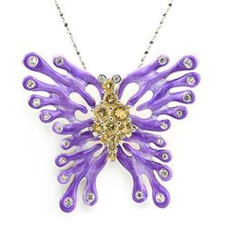 CITRINE & CREATED WHITE SAPPHIRE BUTTERFLY PENDANT