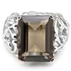 Image 2 : 12CT SMOKEY TOPAZ 0.925  SILVER W/ PLATINUM RING