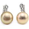 Image 1 : 12MM ROUND FRESH WATER PEARLWITH SILVER EARRINGS