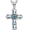 Image 1 : STUNNING CROSS AQUAMARINE & DIAMOND  SILVER PENDANT