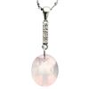 Image 1 : OVAL 10X12 ROSE QUARTZ & DIAMOND SILVER PENDANT