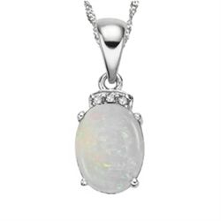 0.925 SILVER PENDANT - LAB CREATED OPAL WITH CHAIN