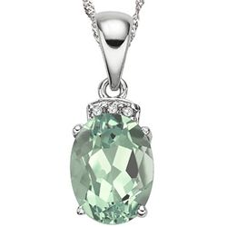 0.925 SILVER PENDANT - GREEN AMETHYST WITH CHAIN