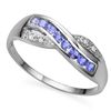 Image 1 : GENUINE TANZANITE & DIAMOND 0.925  SILVER RING