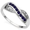 Image 1 : GENUINE SAPPHIRE & DIAMOND 0.925  SILVER RING