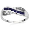 Image 2 : GENUINE SAPPHIRE & DIAMOND 0.925  SILVER RING