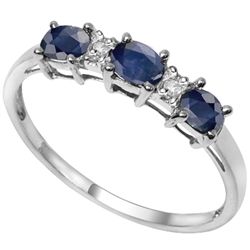 LOVELY SAPPHIRE & DIAMOND 0.925 SILVER RING