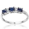 Image 2 : LOVELY SAPPHIRE & DIAMOND 0.925 SILVER RING