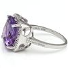 Image 2 : 12MM CUSHION AMETHYST& DIAMOND 0.925 SILVER RING