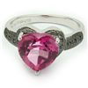 Image 2 : LUXURIOUS HEART PINK TOPAZ, DIAMOND SILVER RING