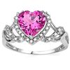 Image 2 : 8mm HEART SHAPE PINK TOPAZ & DIAMOND SILVER RING