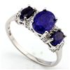 Image 1 : ALLURING OVAL SAPPHIRE & DIAMOND SILVER RING