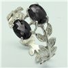 Image 1 : SPLENDID 2CT BLACK SAPPHIRE & DIAMOND SILVER RING