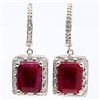 Image 1 : ELEGANT 6CT OCTAGON INDIAN RUBY & DIAMOND EARRINGS