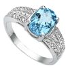 Image 1 : FINE 7X9MM OVAL BLUE TOPAZ & DIAMOND ACCENT RING