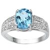 Image 2 : FINE 7X9MM OVAL BLUE TOPAZ & DIAMOND ACCENT RING