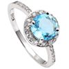 Image 1 : 7MM ROUND BLUE TOPAZ & WHITE SAPPHIRE SILVER RING