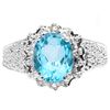 Image 2 : 7X9MM BLUE TOPAZ WITH DIAMOND ACCENTS SILVER RING